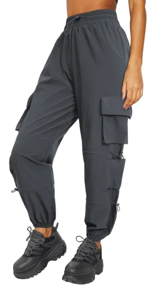 Quick Dry Cargo Pants Lightweight Tactical Hiking Pants with 6 Pockets for Women, Elastic Waist and Water-Resistant