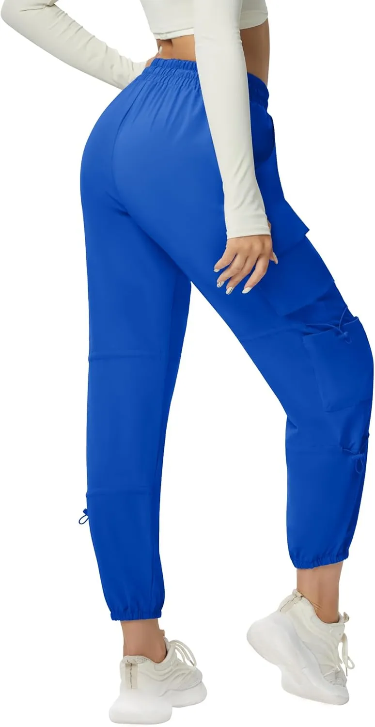 Quick Dry Cargo Pants Lightweight Tactical Hiking Pants with 6 Pockets for Women, Elastic Waist and Water-Resistant