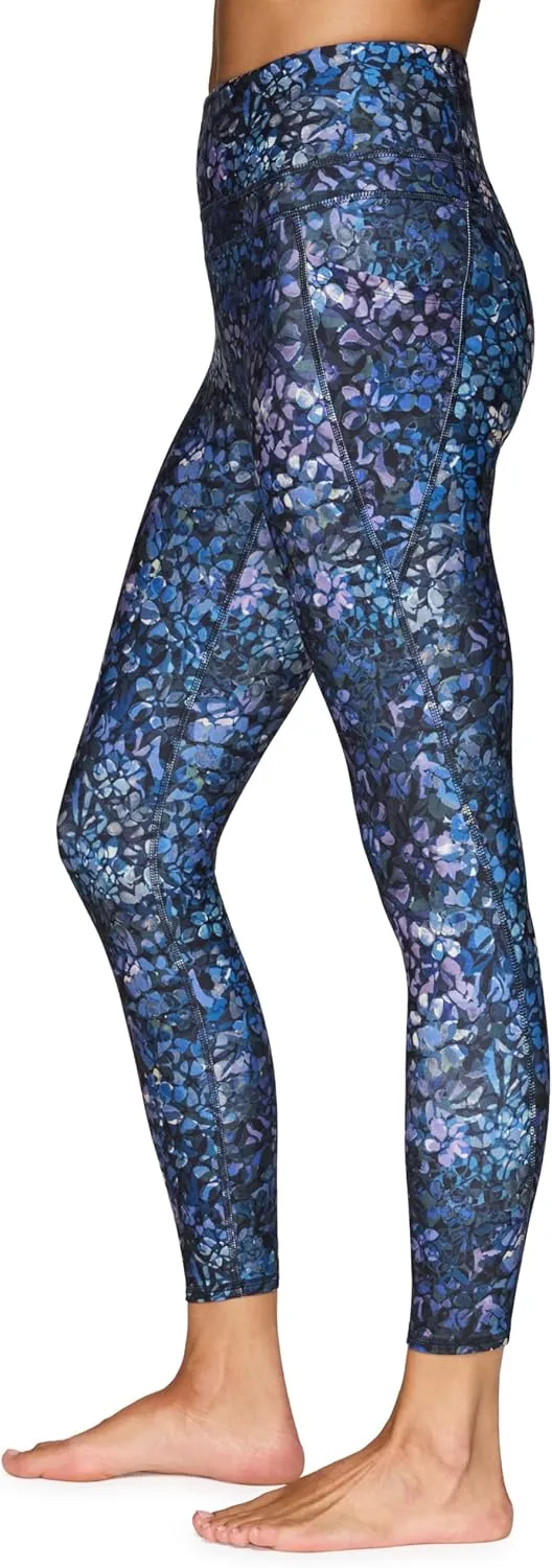 RBX Active Womens Ultra Hold Squat Proof 7/8 Ankle Length Printed Running Yoga Legging with Pockets