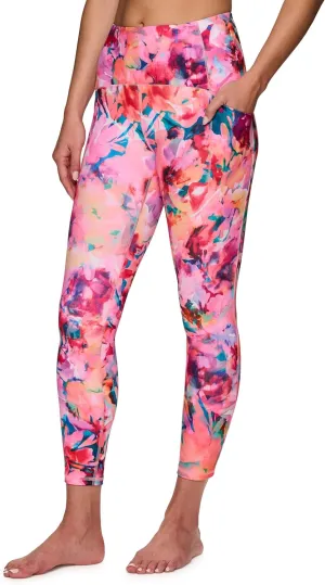 RBX Active Womens Ultra Hold Squat Proof 7/8 Ankle Length Printed Running Yoga Legging with Pockets