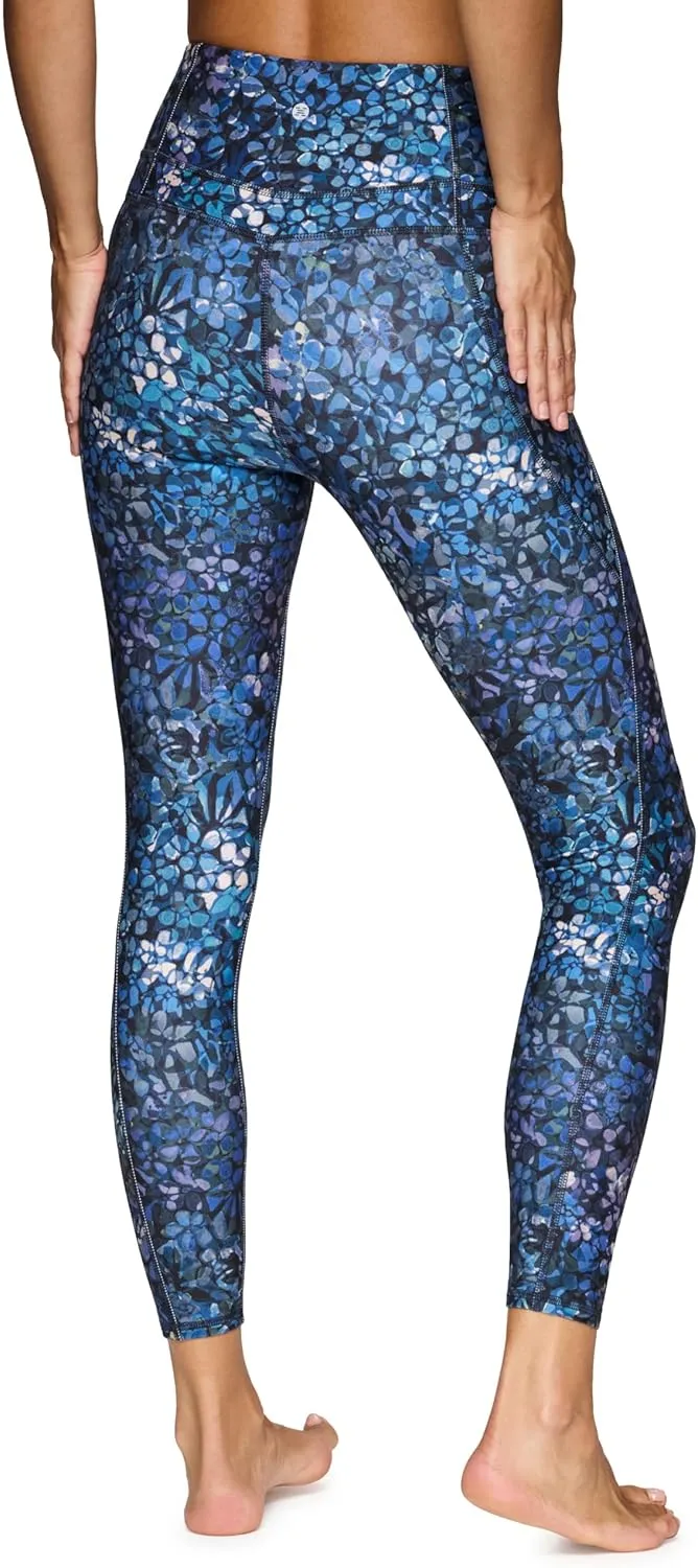 RBX Active Womens Ultra Hold Squat Proof 7/8 Ankle Length Printed Running Yoga Legging with Pockets