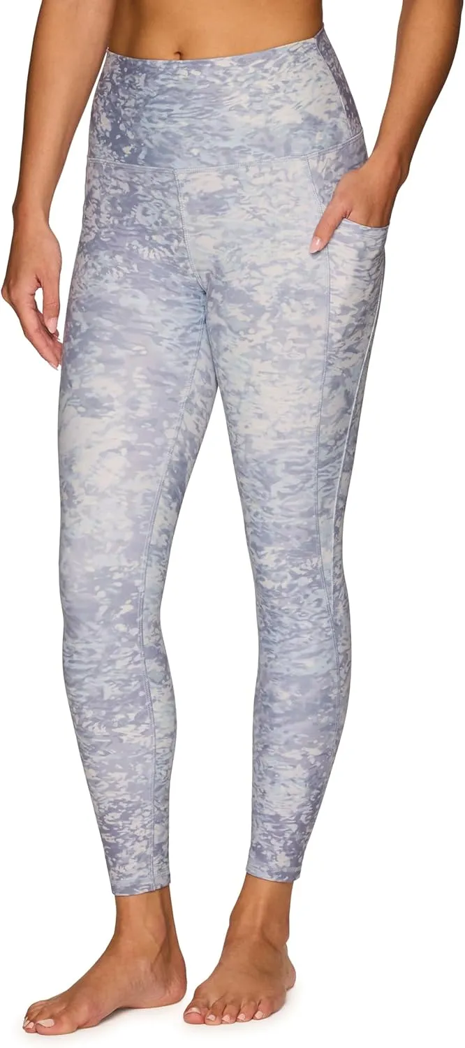 RBX Active Womens Ultra Hold Squat Proof 7/8 Ankle Length Printed Running Yoga Legging with Pockets