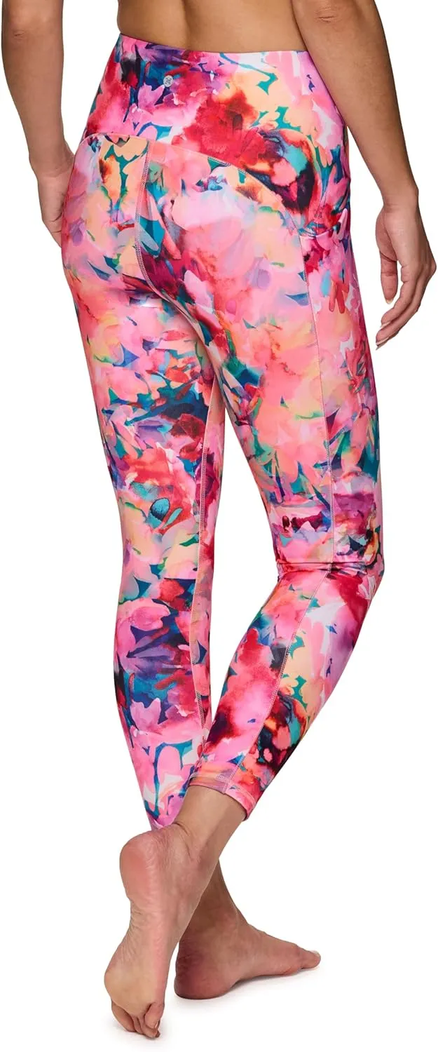 RBX Active Womens Ultra Hold Squat Proof 7/8 Ankle Length Printed Running Yoga Legging with Pockets