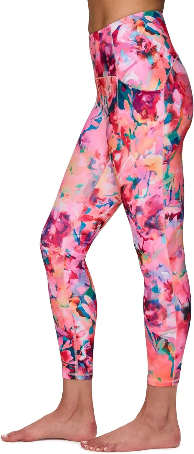 RBX Active Womens Ultra Hold Squat Proof 7/8 Ankle Length Printed Running Yoga Legging with Pockets