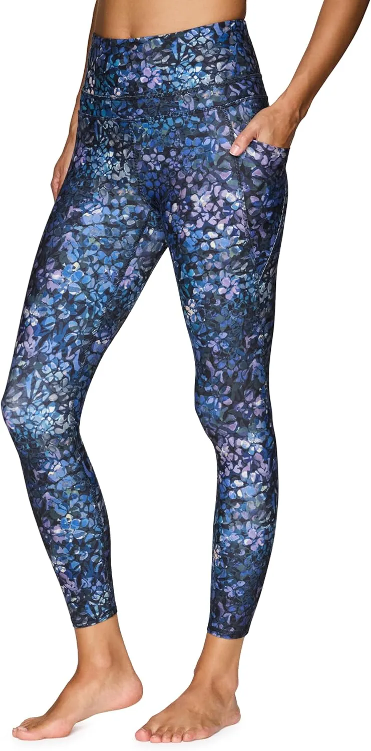 RBX Active Womens Ultra Hold Squat Proof 7/8 Ankle Length Printed Running Yoga Legging with Pockets