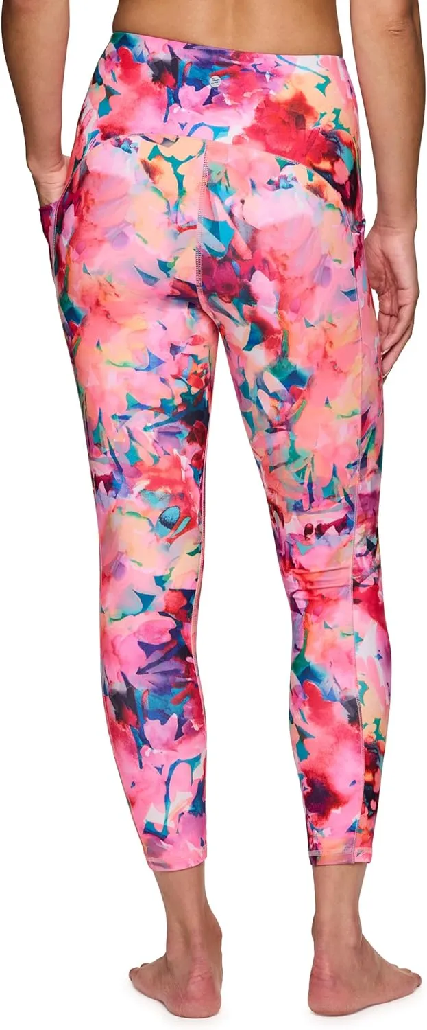 RBX Active Womens Ultra Hold Squat Proof 7/8 Ankle Length Printed Running Yoga Legging with Pockets