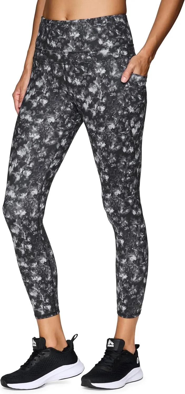 RBX Active Womens Ultra Hold Squat Proof 7/8 Ankle Length Printed Running Yoga Legging with Pockets
