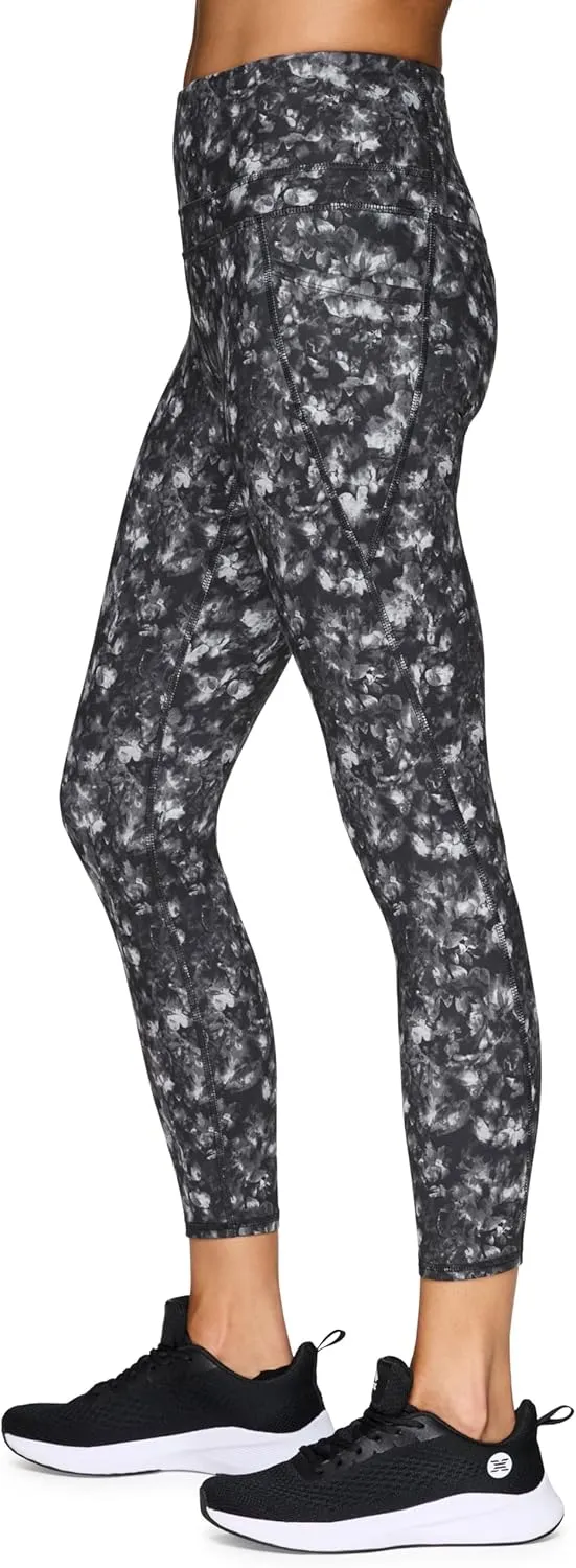 RBX Active Womens Ultra Hold Squat Proof 7/8 Ankle Length Printed Running Yoga Legging with Pockets