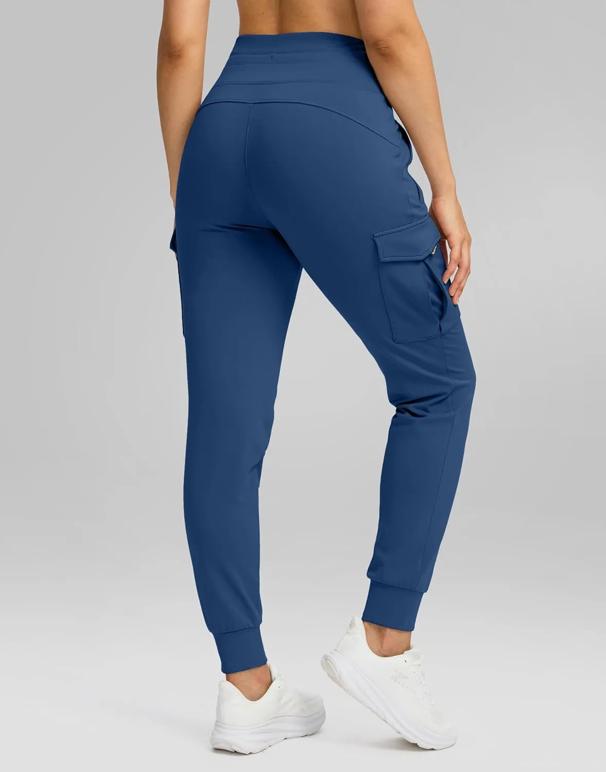 SANTINY Women Fleece Lined Cargo Joggers High Waisted Winter Warm Waterproof Hiking Pants with Zipper Pockets