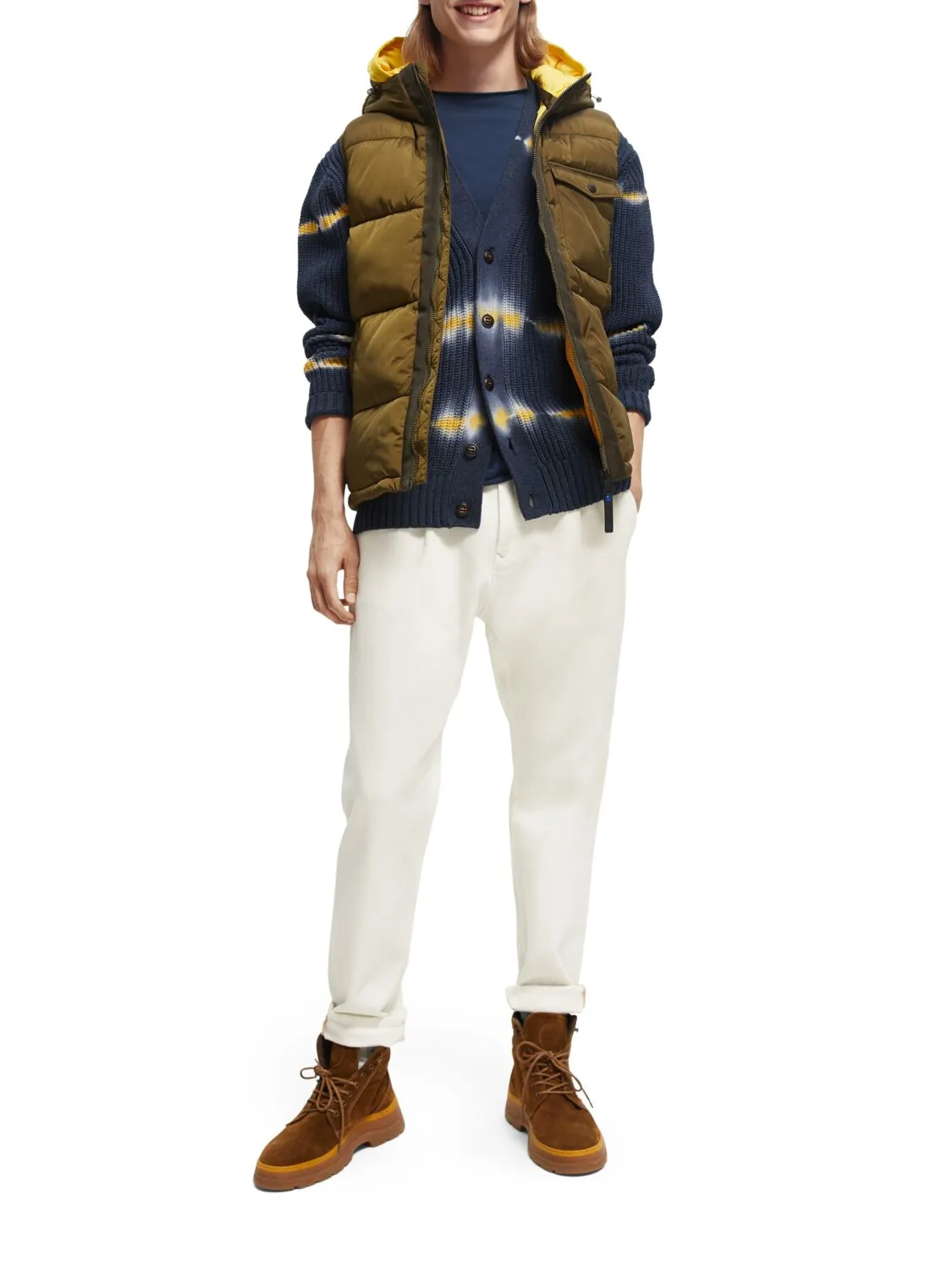Scotch and Soda Hooded Quilted Body Warmer - Military