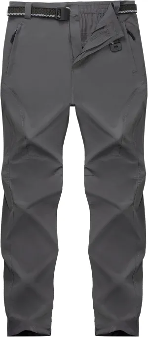 SEVEGO 30"/32"/34"/36" Inseam Men's Tall Hiking Pants Quick Dry Outdoor Waterproof Fishing Cargo Pants with Belt 5 Pockets