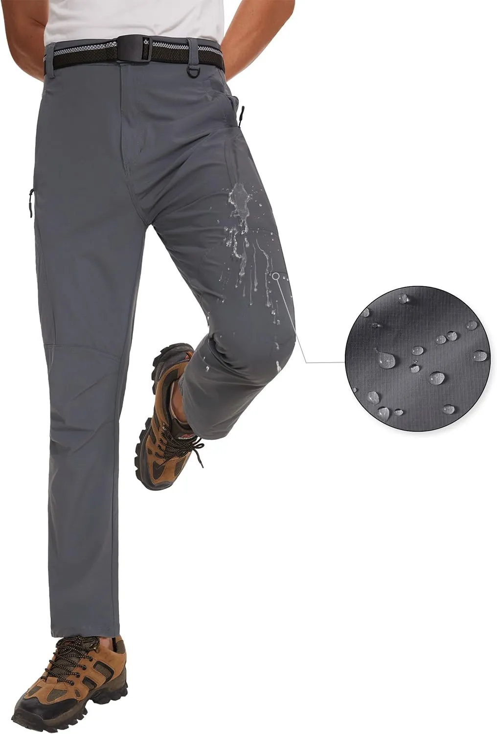 SEVEGO 30"/32"/34"/36" Inseam Men's Tall Hiking Pants Quick Dry Outdoor Waterproof Fishing Cargo Pants with Belt 5 Pockets