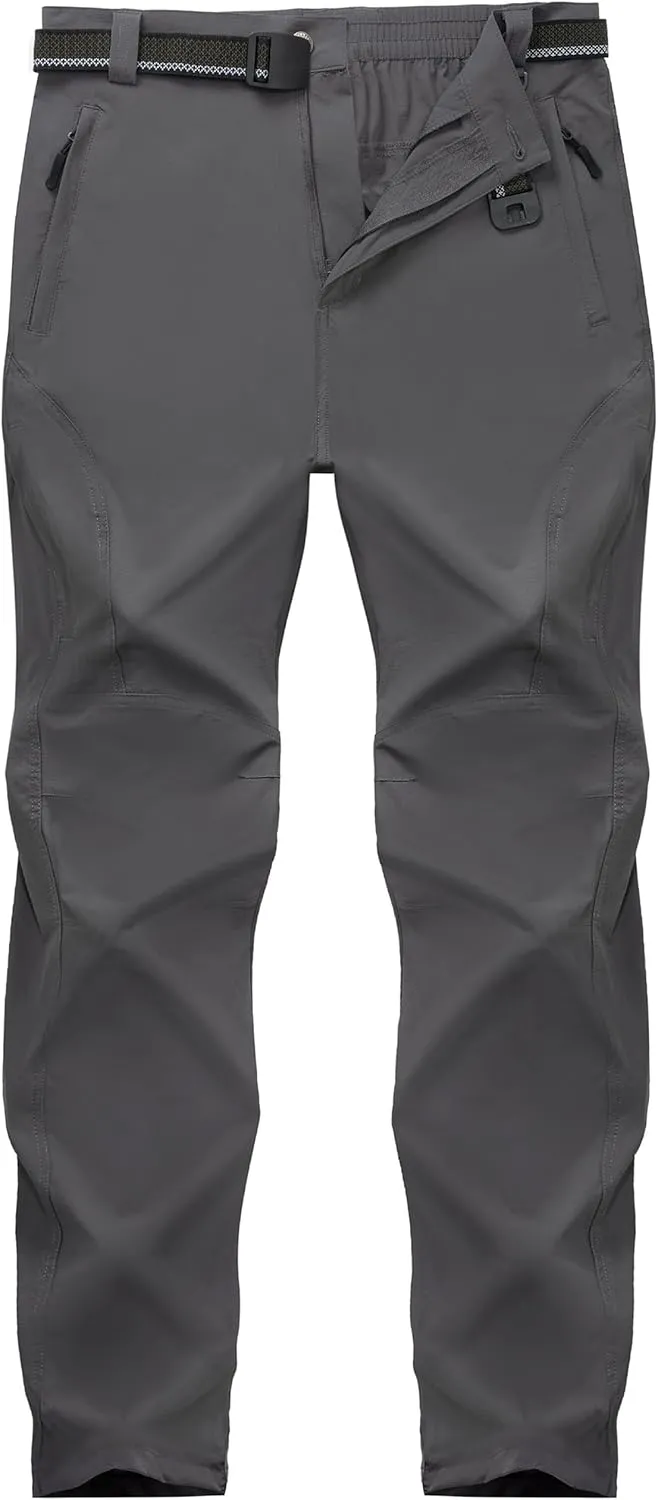 SEVEGO 30"/32"/34"/36" Inseam Men's Tall Hiking Pants Quick Dry Outdoor Waterproof Fishing Cargo Pants with Belt 5 Pockets