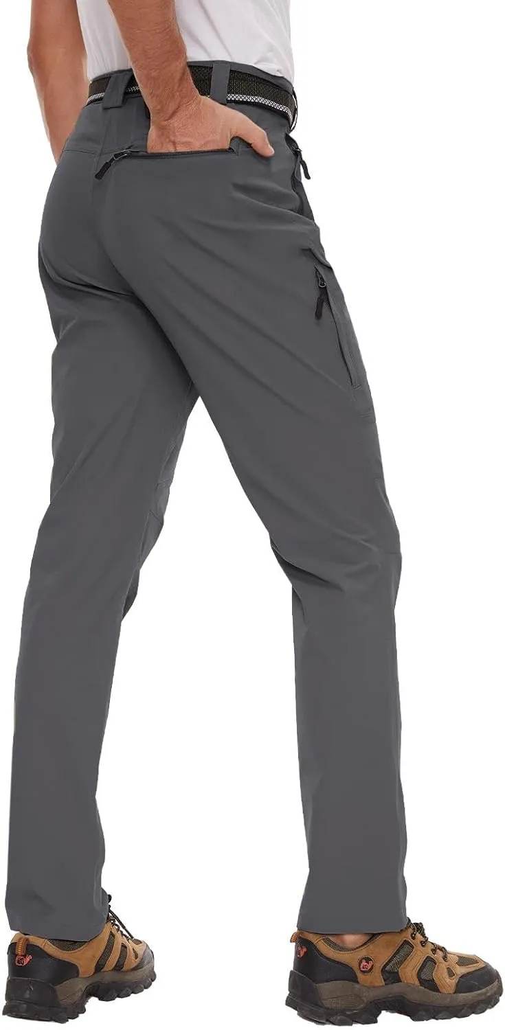 SEVEGO 30"/32"/34"/36" Inseam Men's Tall Hiking Pants Quick Dry Outdoor Waterproof Fishing Cargo Pants with Belt 5 Pockets