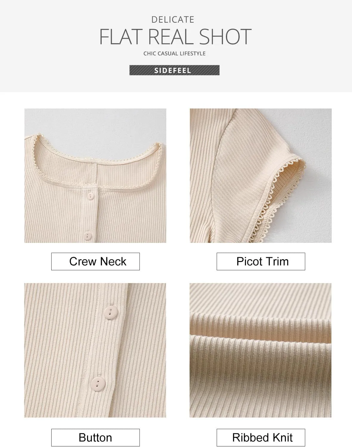 Sidefeel Women's Going Out Tops Summer Short Sleeve Cardigans Button Down Crewneck Lightweight Sweater Knit Tops