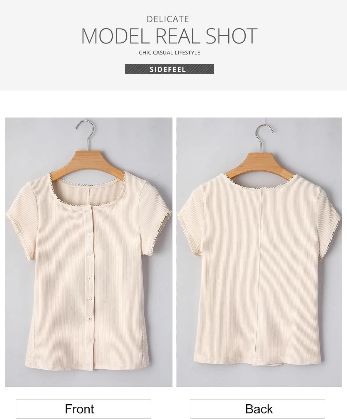 Sidefeel Women's Going Out Tops Summer Short Sleeve Cardigans Button Down Crewneck Lightweight Sweater Knit Tops