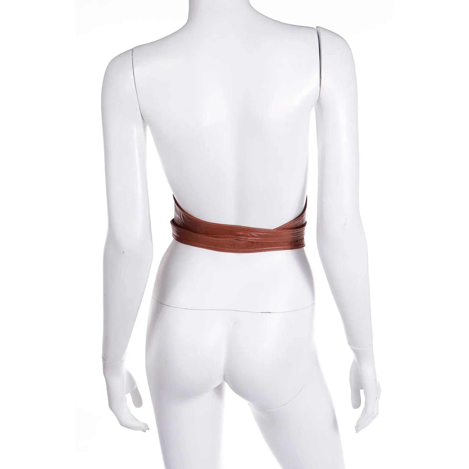 S/S 1992 Isaac Mizrahi Brown Leather Wide Wrap Belt
