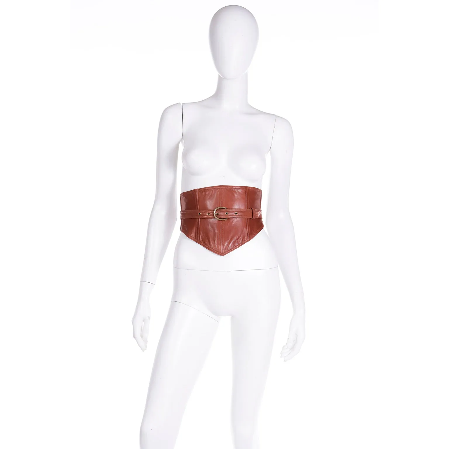 S/S 1992 Isaac Mizrahi Brown Leather Wide Wrap Belt