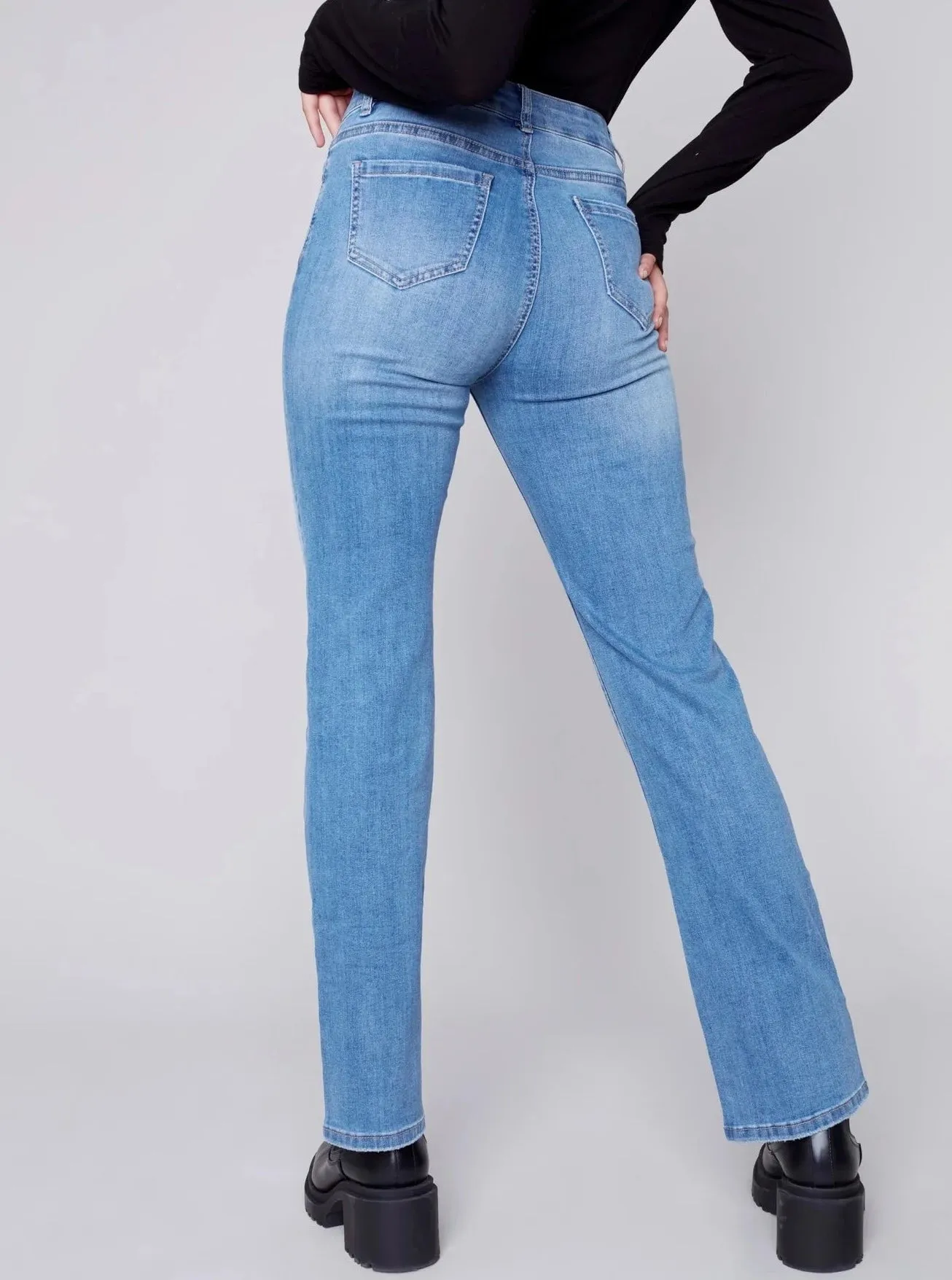 Straight Leg Jean With Dyed Patch [Medium Blue-C5433]