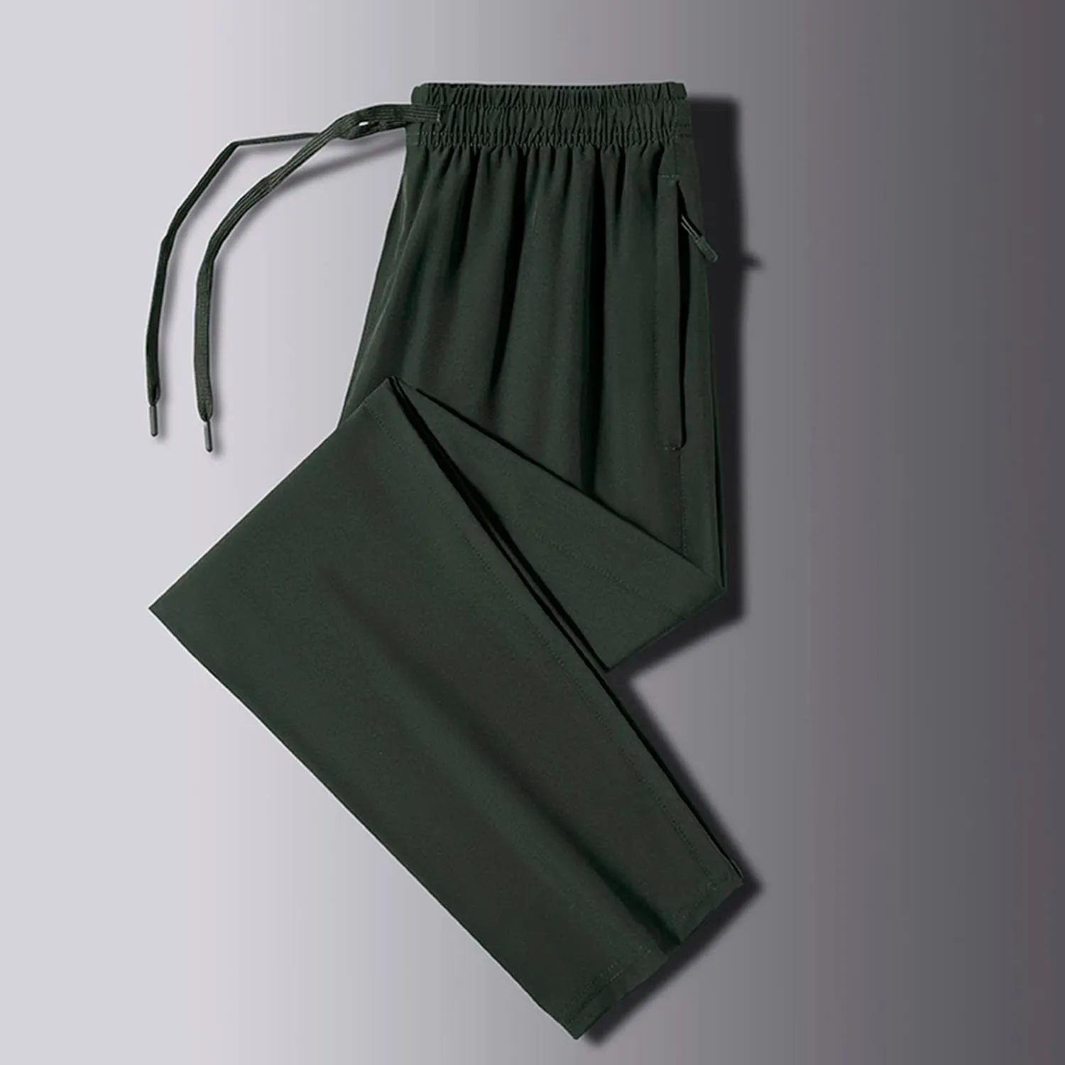 Sweatpants for Men Slim Fit Ice Silk Quick Drying Hiking Pants Lightweight Drawstring Waist Loose Straight Trousers