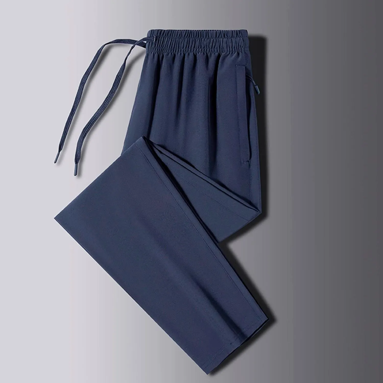 Sweatpants for Men Slim Fit Ice Silk Quick Drying Hiking Pants Lightweight Drawstring Waist Loose Straight Trousers