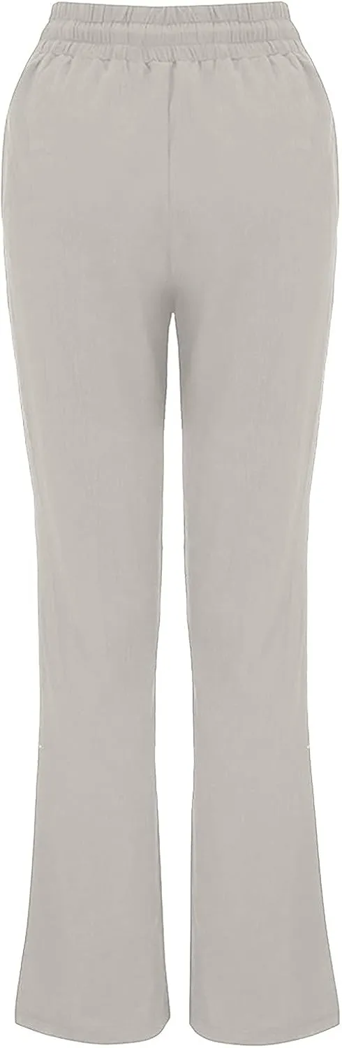 TARIENDY Cozy Pants Women High Waisted Women's Elastic Drawstring Trousers Straight Wide Leg Outfits Summer Casual Pants