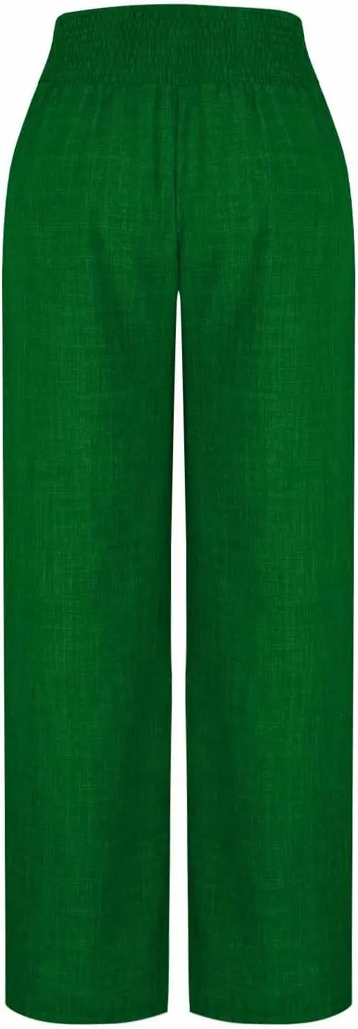 TARIENDY Womens Lightweight Pants Cozy High Waisted Pants Fashion Wide Leg Trousers Summer Casual Trousers Beach Outfits