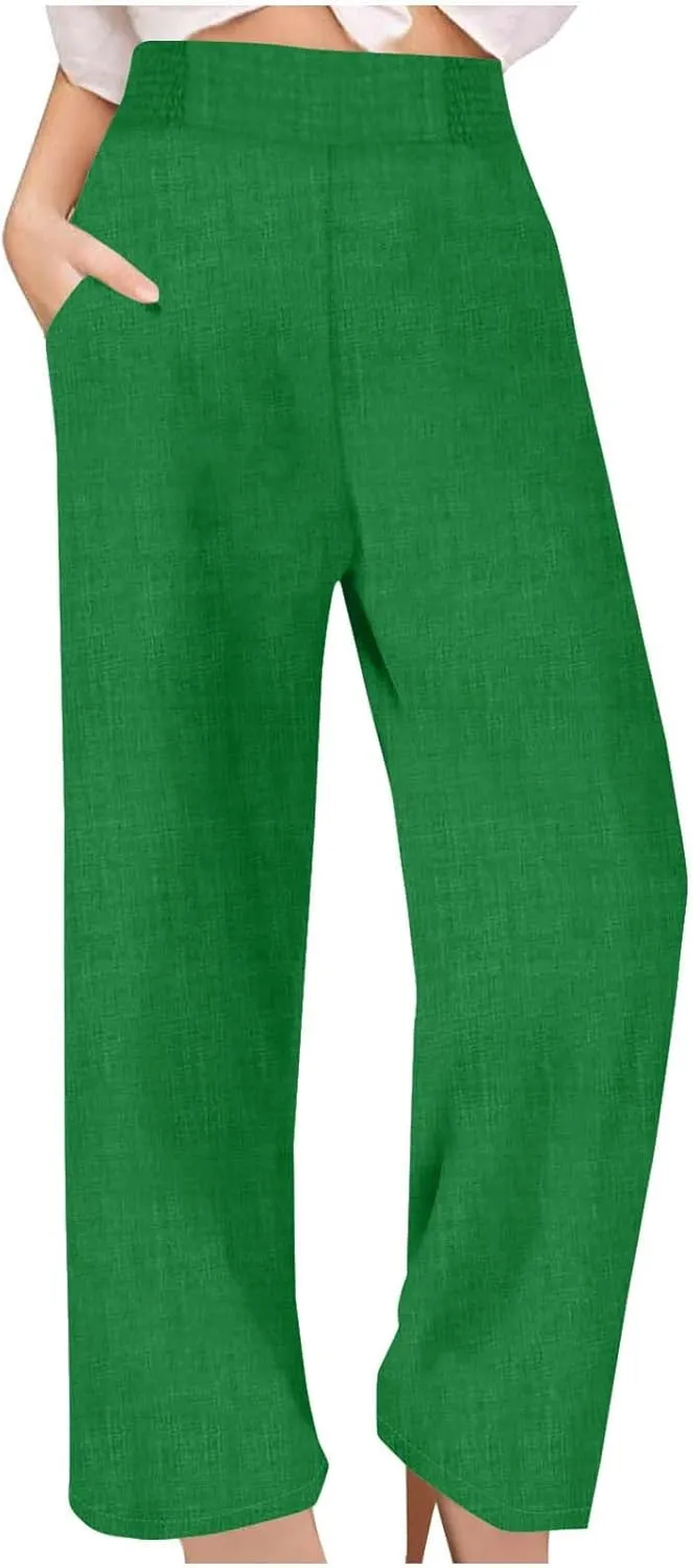 TARIENDY Womens Lightweight Pants Cozy High Waisted Pants Fashion Wide Leg Trousers Summer Casual Trousers Beach Outfits