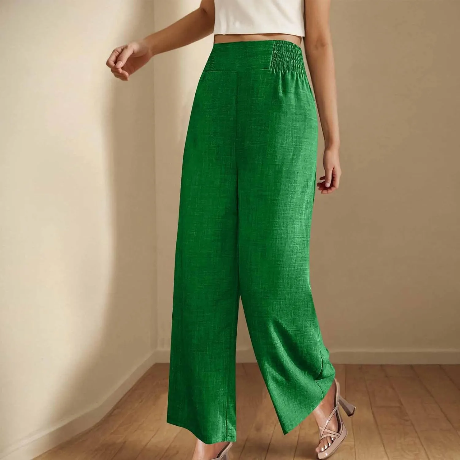 TARIENDY Womens Lightweight Pants Cozy High Waisted Pants Fashion Wide Leg Trousers Summer Casual Trousers Beach Outfits