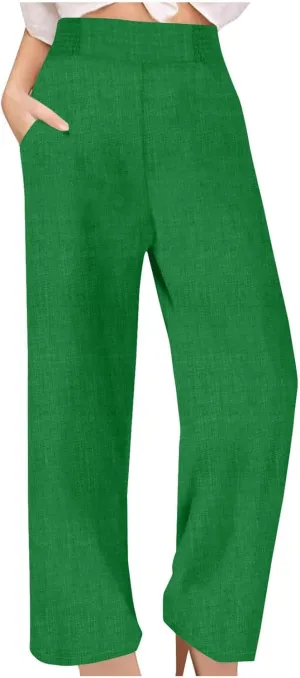 TARIENDY Womens Lightweight Pants Cozy High Waisted Pants Fashion Wide Leg Trousers Summer Casual Trousers Beach Outfits