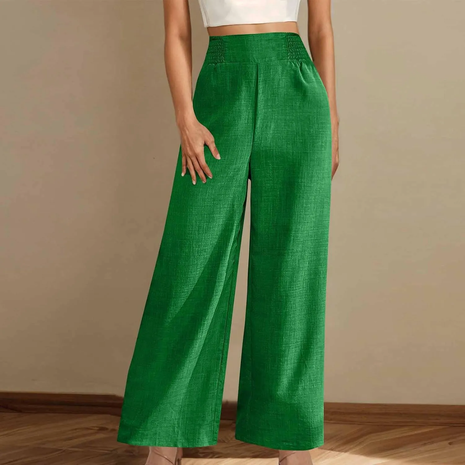 TARIENDY Womens Lightweight Pants Cozy High Waisted Pants Fashion Wide Leg Trousers Summer Casual Trousers Beach Outfits