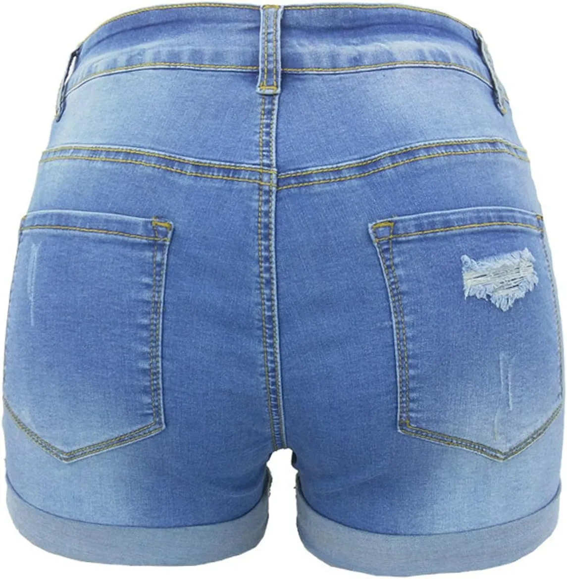 Tulucky Womens Mid Waist Denim Shorts Ripped Hole Juniors Short Jeans