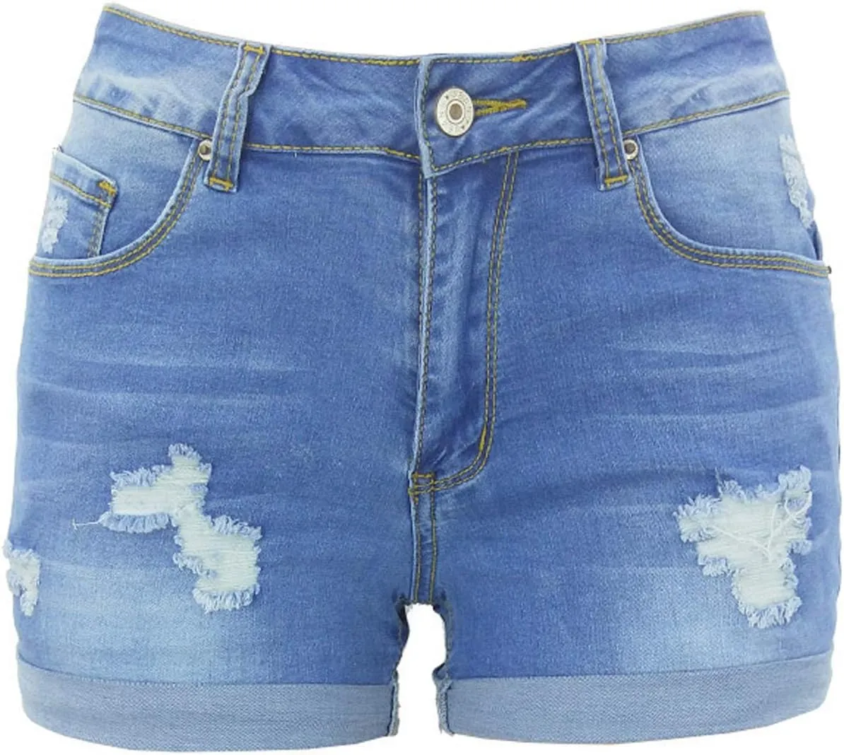 Tulucky Womens Mid Waist Denim Shorts Ripped Hole Juniors Short Jeans