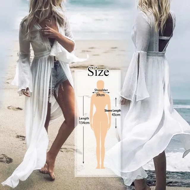 VenusFox Tunics for beach Long Lace Beach Dress Women Swim Cover up Plus size Saida de Praia Robe de Plage Kaftan Beach Cover up #Q959