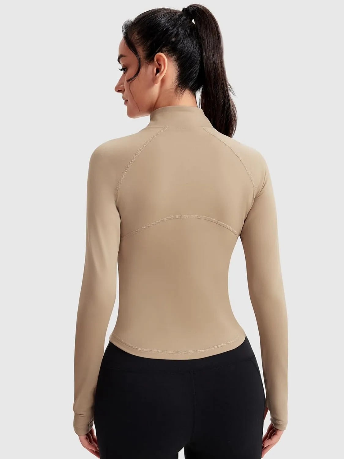 VUTRU Women's Zip Up Cropped Workout Jacket Super Slim Fit Yoga Jackets Lightweight Running Athletic Jacket with Thumb Holes