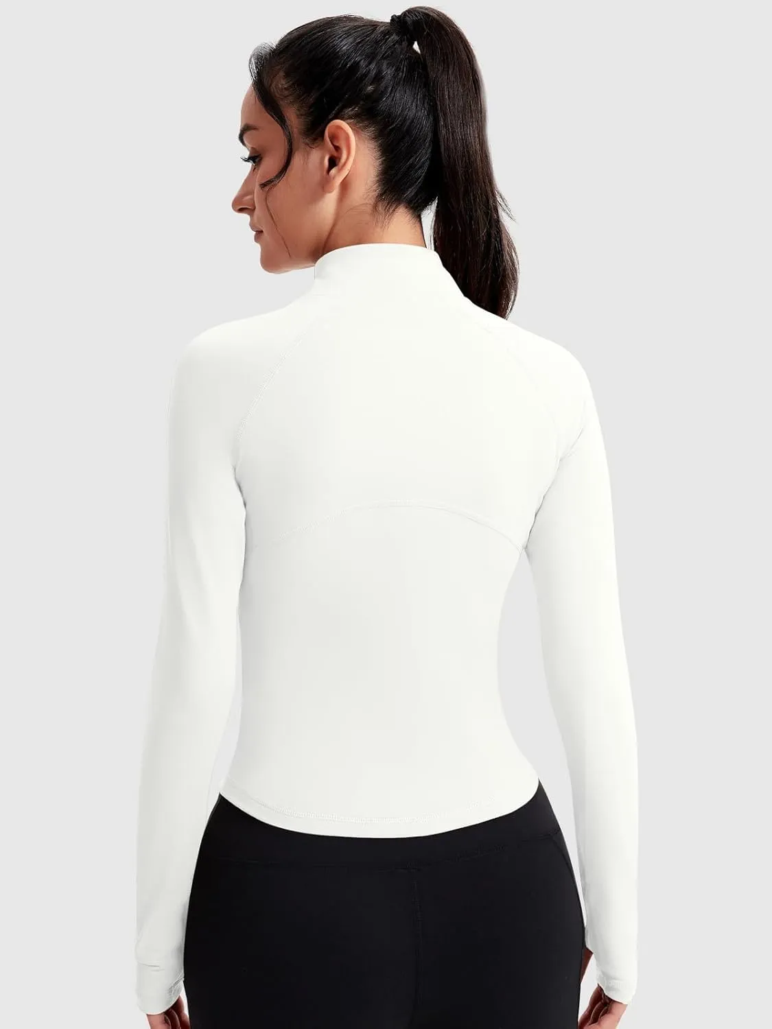VUTRU Women's Zip Up Cropped Workout Jacket Super Slim Fit Yoga Jackets Lightweight Running Athletic Jacket with Thumb Holes