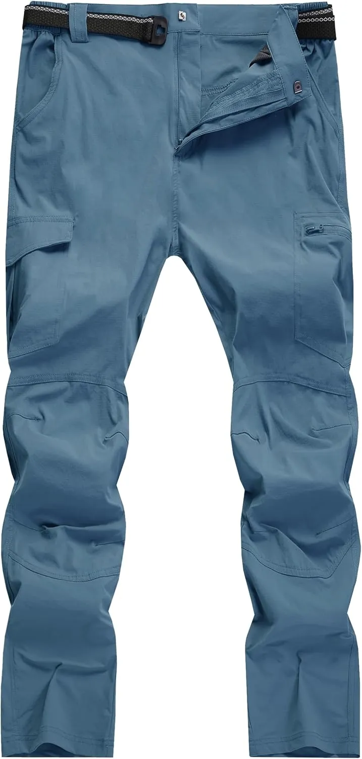 WENRONSTA Men's Hiking Work Cargo Pants Quick-Dry Lightweight Waterproof 6 Pockets Outdoor Mountain Fishing Camping Pants