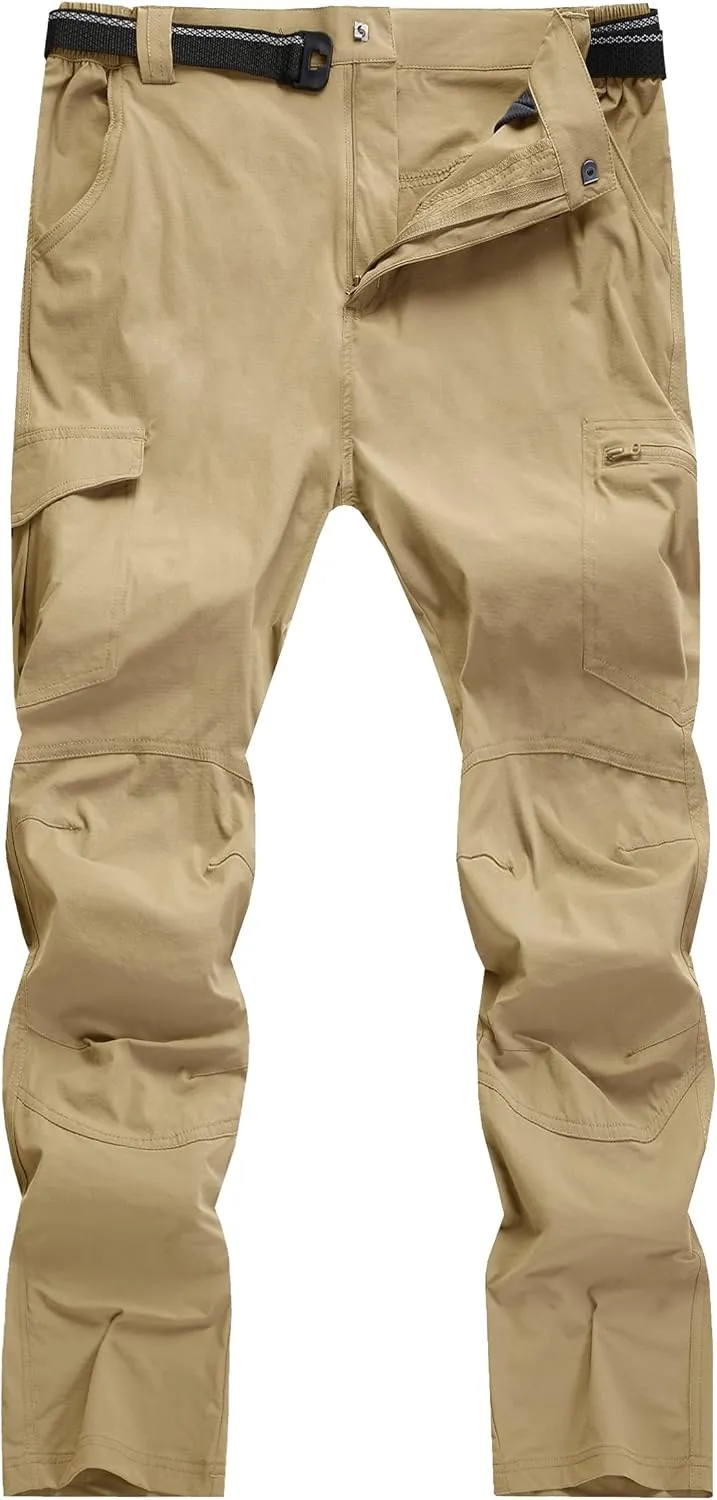 WENRONSTA Men's Hiking Work Cargo Pants Quick-Dry Lightweight Waterproof 6 Pockets Outdoor Mountain Fishing Camping Pants
