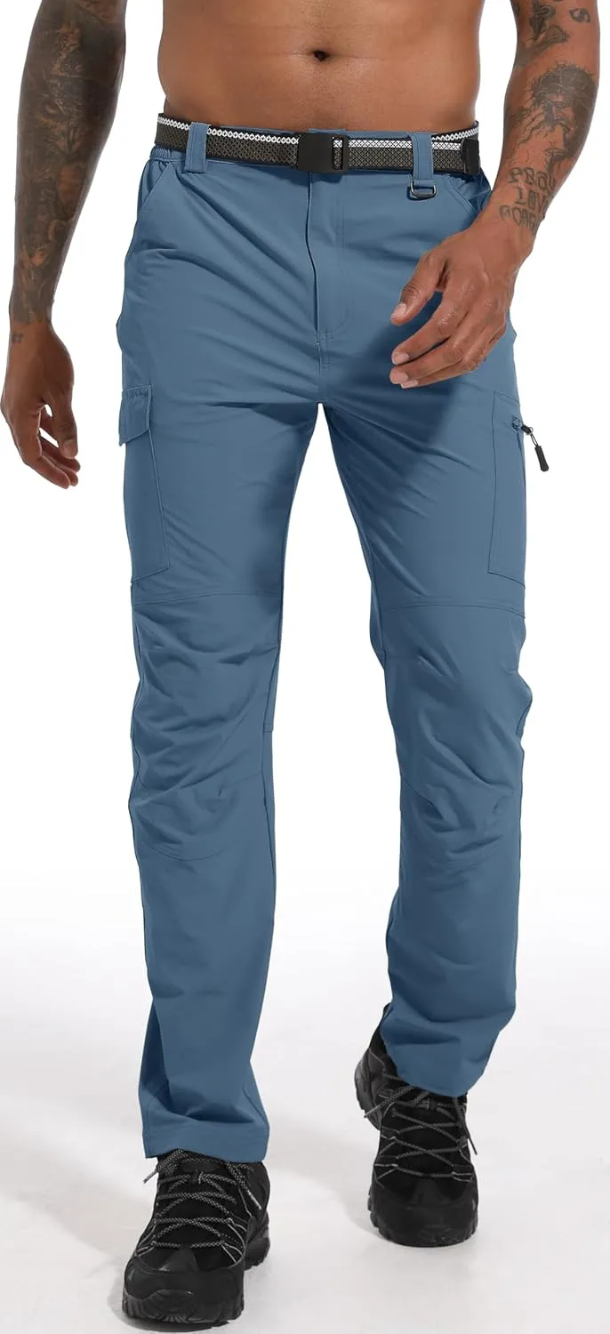 WENRONSTA Men's Hiking Work Cargo Pants Quick-Dry Lightweight Waterproof 6 Pockets Outdoor Mountain Fishing Camping Pants
