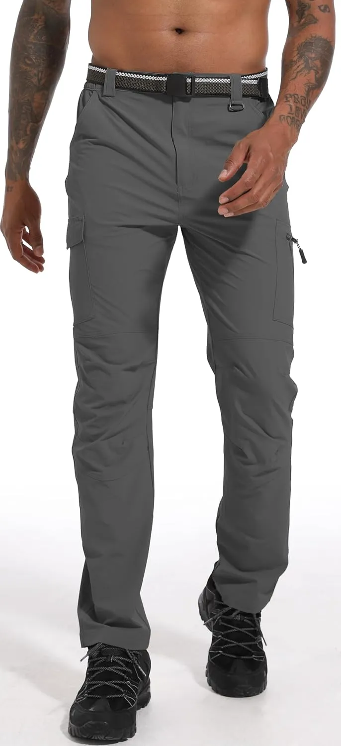 WENRONSTA Men's Hiking Work Cargo Pants Quick-Dry Lightweight Waterproof 6 Pockets Outdoor Mountain Fishing Camping Pants