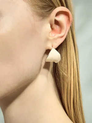 White Enamel Scroll Leaf Statement Hoop Earrings