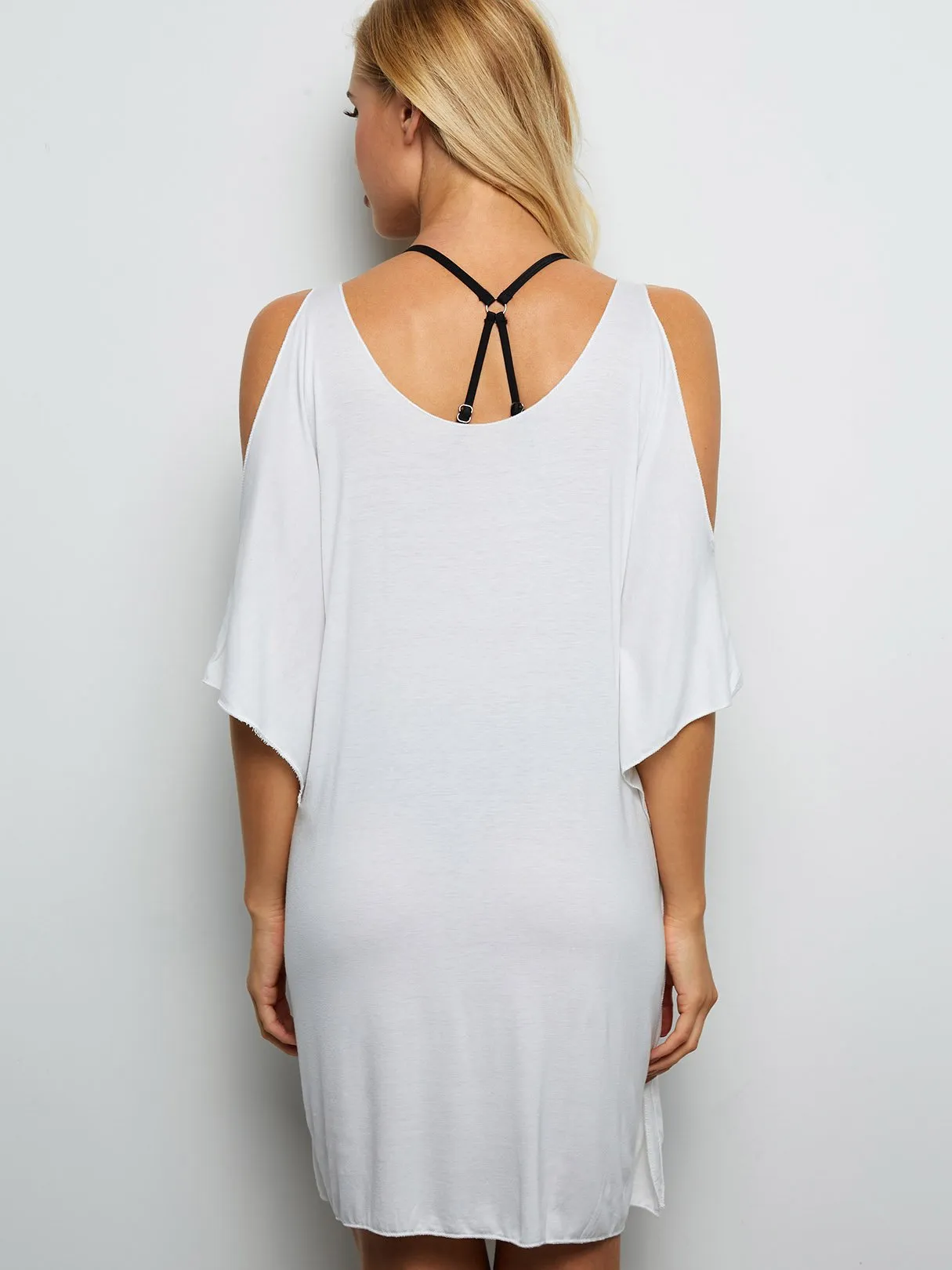 Wholesale Round Neck Letter Cut Out Irregular Hem Beach Cover Ups