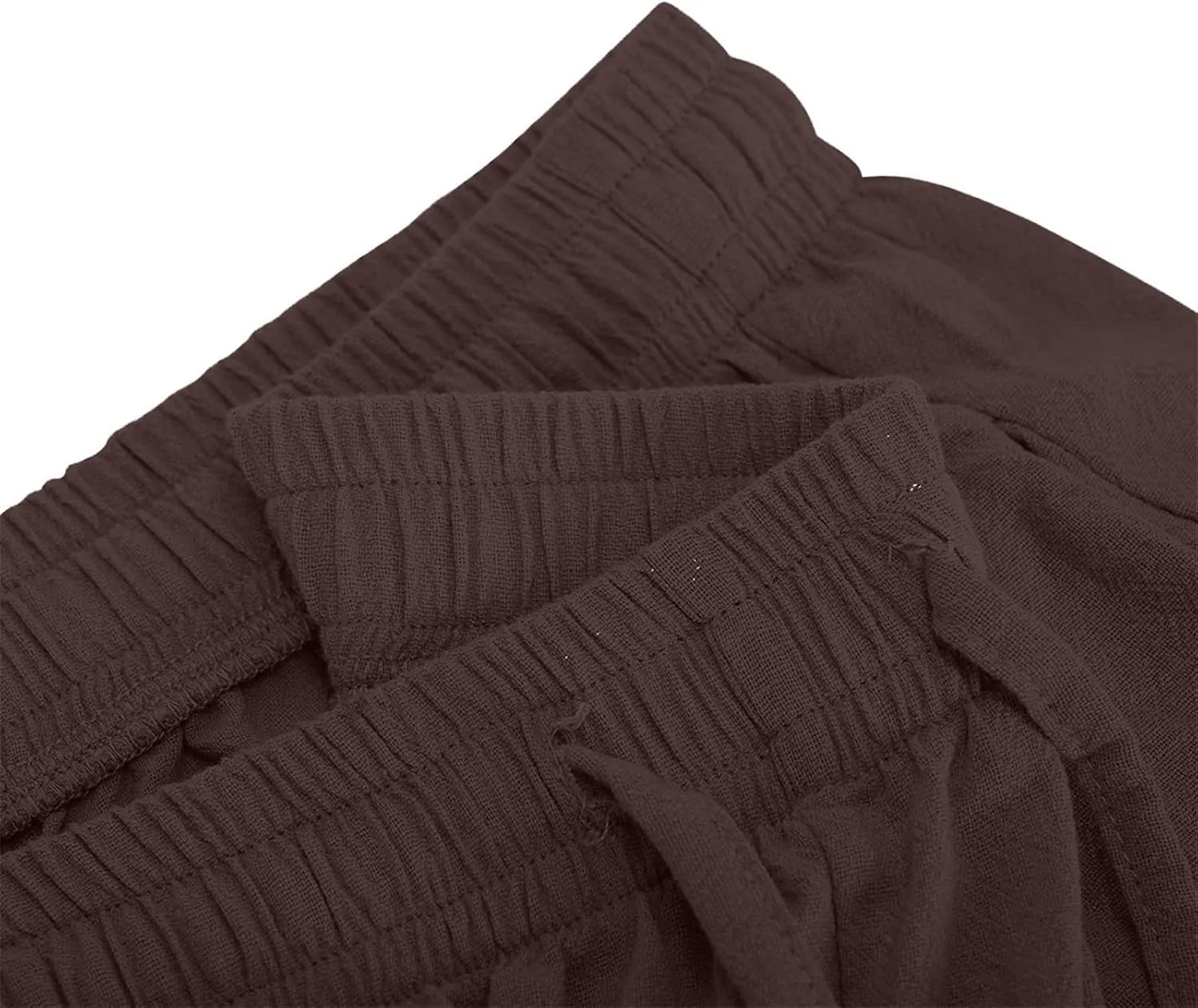 Wide Leg Linen Pants for Women Casual Summer Elastic Waist Loose Palazzo Trousers Flowy Beach Lounge Pants with Pocket