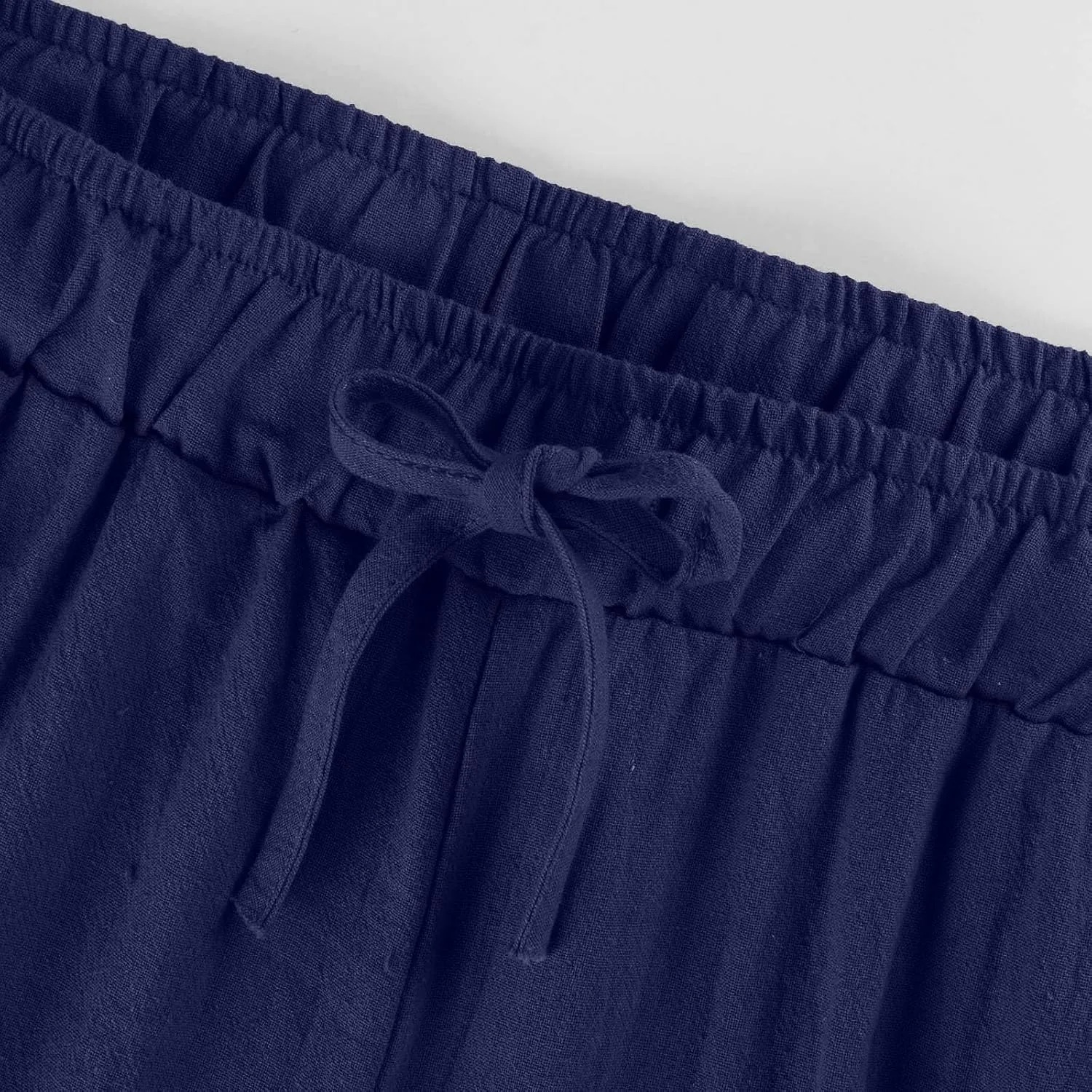 Wide Leg Linen Pants for Women Drawstring High Waisted Palazzo Pants Comfy Loose Boho Beach Trousers with Pockets