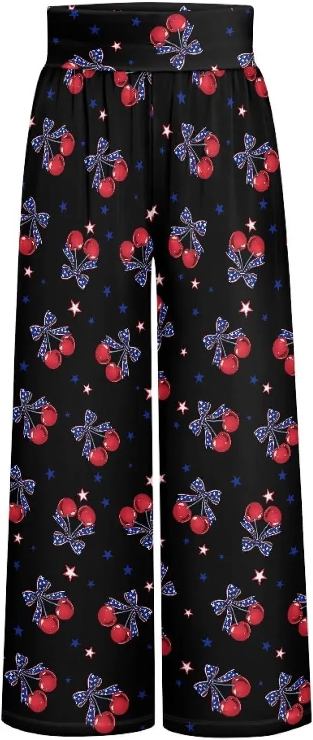 Wide Leg Pants for Women Summer 2024 Palazzo Tropical Floral Casual High Waist Trousers with Pockets S-3XL