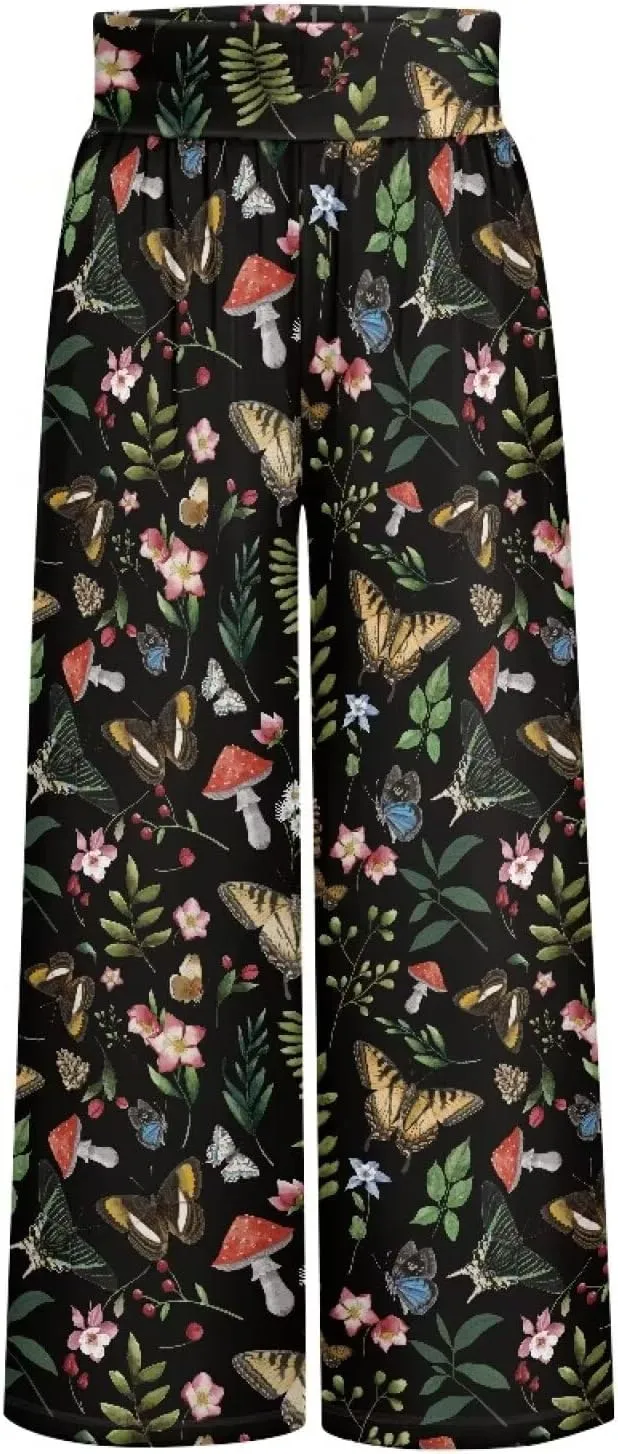 Wide Leg Pants for Women Summer 2024 Palazzo Tropical Floral Casual High Waist Trousers with Pockets S-3XL
