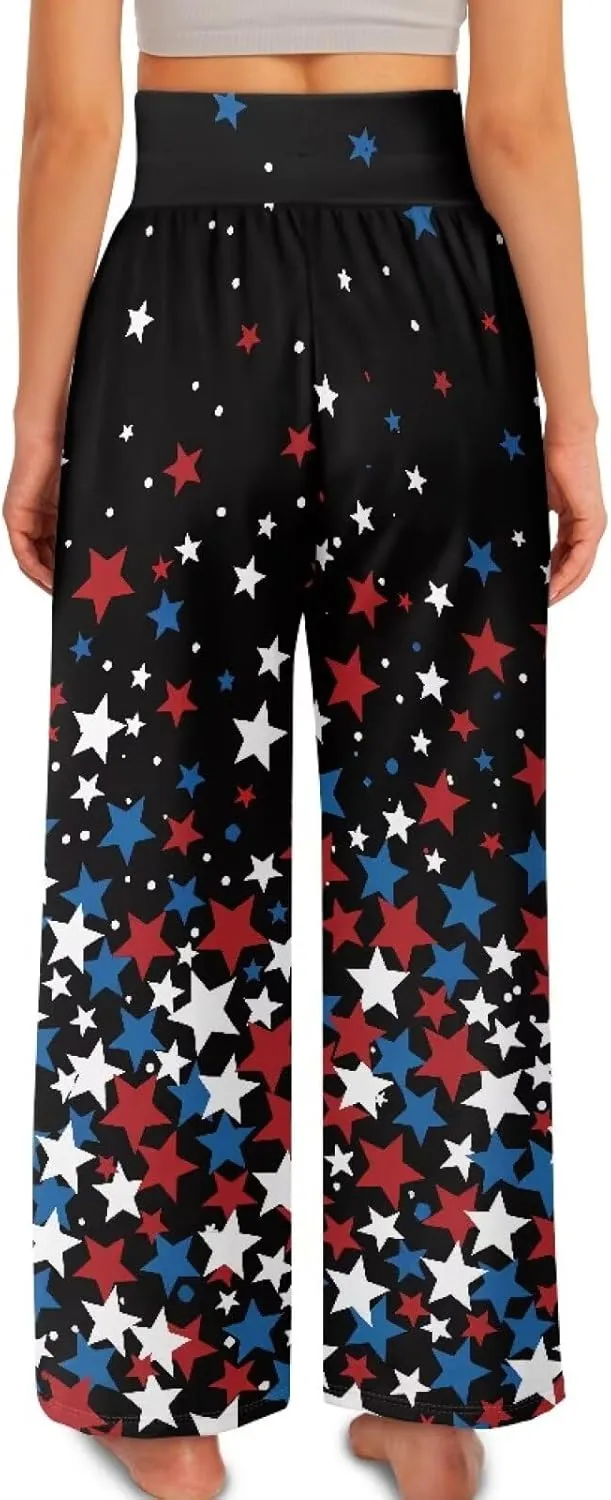 Wide Leg Pants for Women Summer 2024 Palazzo Tropical Floral Casual High Waist Trousers with Pockets S-3XL