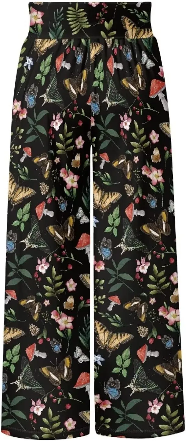 Wide Leg Pants for Women Summer 2024 Palazzo Tropical Floral Casual High Waist Trousers with Pockets S-3XL