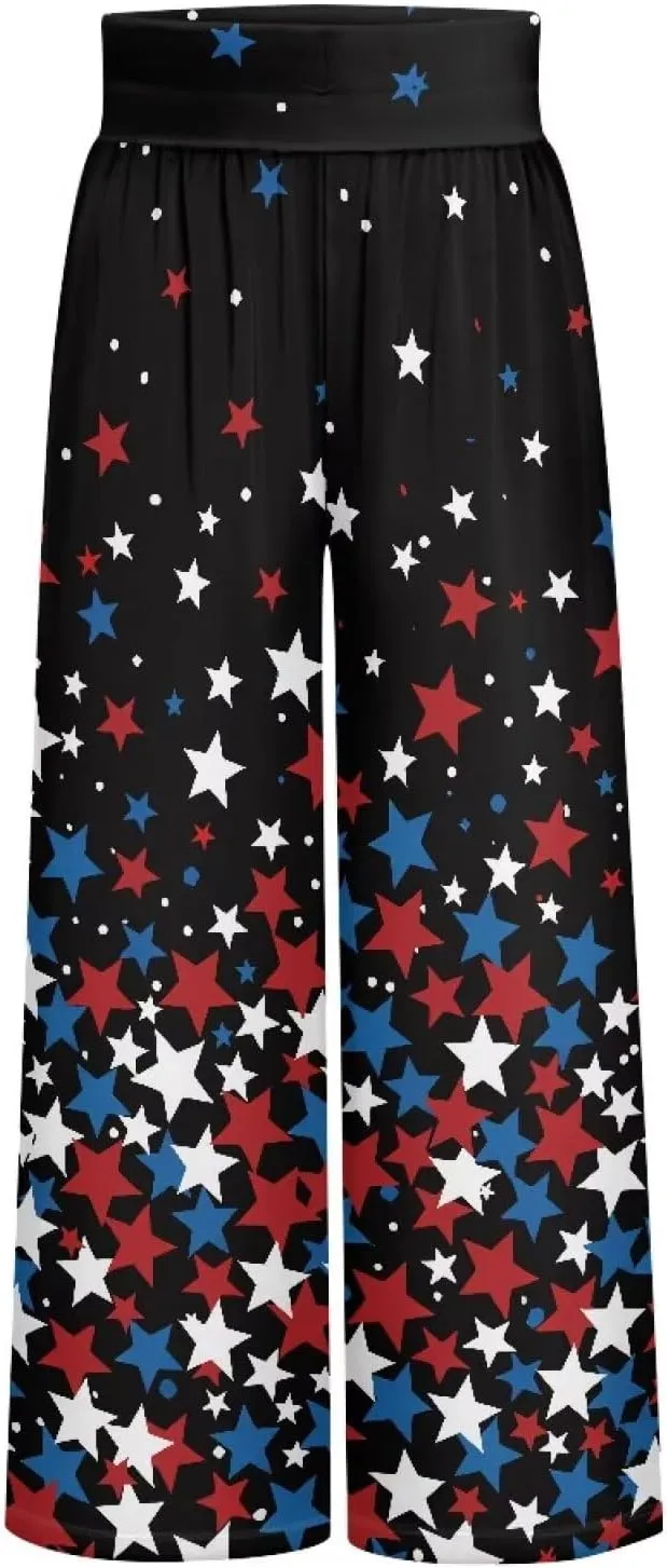 Wide Leg Pants for Women Summer 2024 Palazzo Tropical Floral Casual High Waist Trousers with Pockets S-3XL