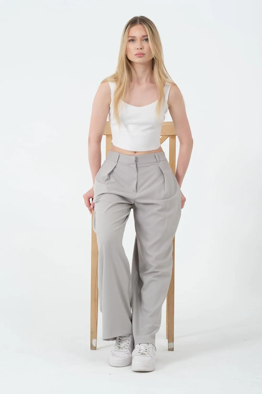 Wide Leg Work Pants Womens Elastic High Waisted Casual Office Dress Pants Trousers with Pocket Regular and Plus Size Slacks